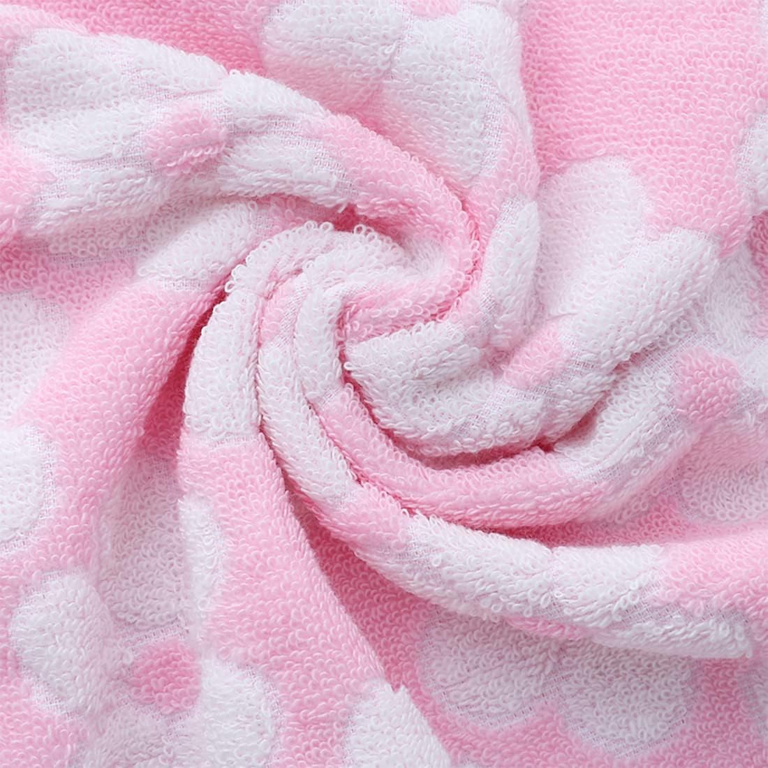 Floral Cotton Hand Towels Set of 4 for Bathroom (Pink)