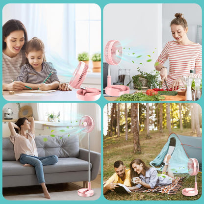 Flodaway Fan Rechargeable, Fold Away Fans Portable for Traveling Foldable Compact, Desk and Floor Fan 7200mAh Portable Folding Fan Battery Operated Adjustable 14.5-40"