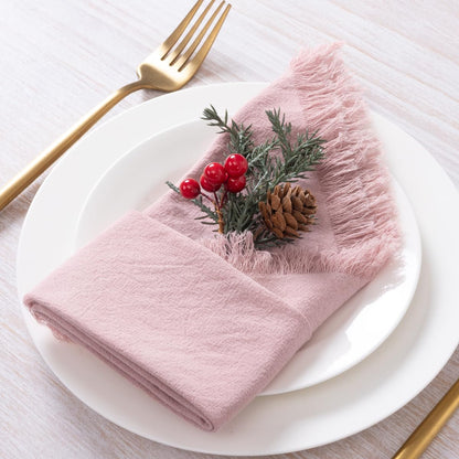Pink Summer Cotton Linen Washable Cloth Napkins Set of 6
