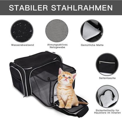 BAGLHER Cat Carrier Bag,Airline Approved Pet Carrier Soft Side Pet Travel 5 Sides Open Doors 3 Sides Expandable Foldable Dog Carrier with Fleece Pad
