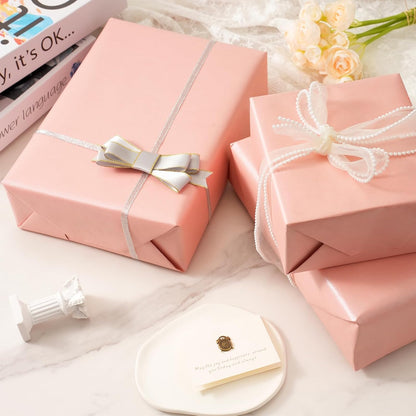 Pink Wrapping Paper for Girl Women, Mini Roll 17 In X 32.8 Ft