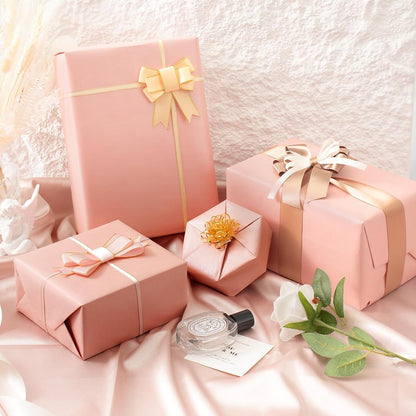 Pink Wrapping Paper for Girl Women, Mini Roll 17 In X 32.8 Ft
