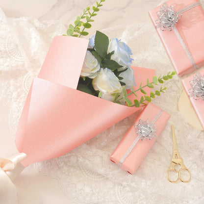 Pink Wrapping Paper for Girl Women, Mini Roll 17 In X 32.8 Ft