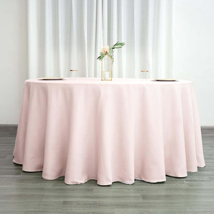 Round Tablecloth, 120 Inch Stain & Wrinkle Resistant Washable Table Cloth, Decorative Polyester Fabric Table Cover for Banquet, Wedding, Dining - Blush