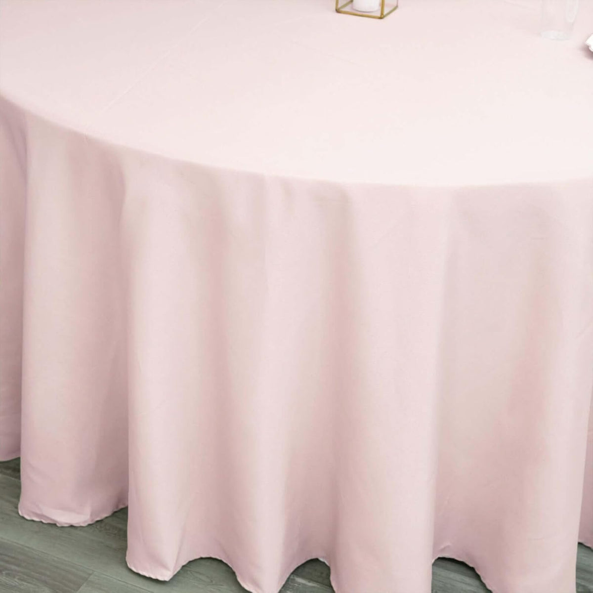 Round Tablecloth, 120 Inch Stain & Wrinkle Resistant Washable Table Cloth, Decorative Polyester Fabric Table Cover for Banquet, Wedding, Dining - Blush