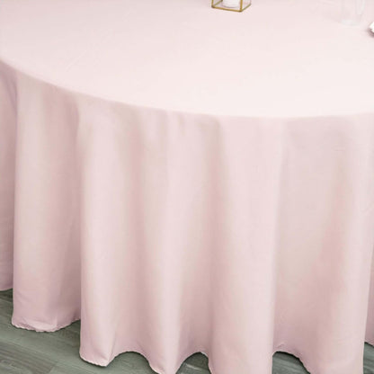 Round Tablecloth, 120 Inch Stain & Wrinkle Resistant Washable Table Cloth, Decorative Polyester Fabric Table Cover for Banquet, Wedding, Dining - Blush