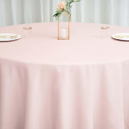 Round Tablecloth, 120 Inch Stain & Wrinkle Resistant Washable Table Cloth, Decorative Polyester Fabric Table Cover for Banquet, Wedding, Dining - Blush
