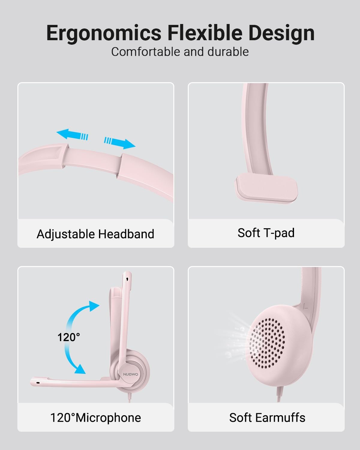 HW02 USB Headset with Microphone Noise Cancelling & in-line Control