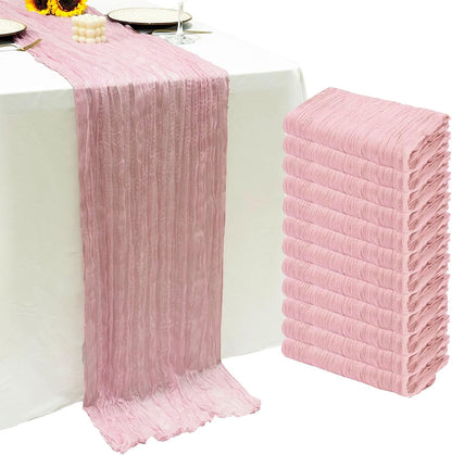 12Pack Light Pink Cheesecloth Table Runner 20x120inch Gauze Table Runners