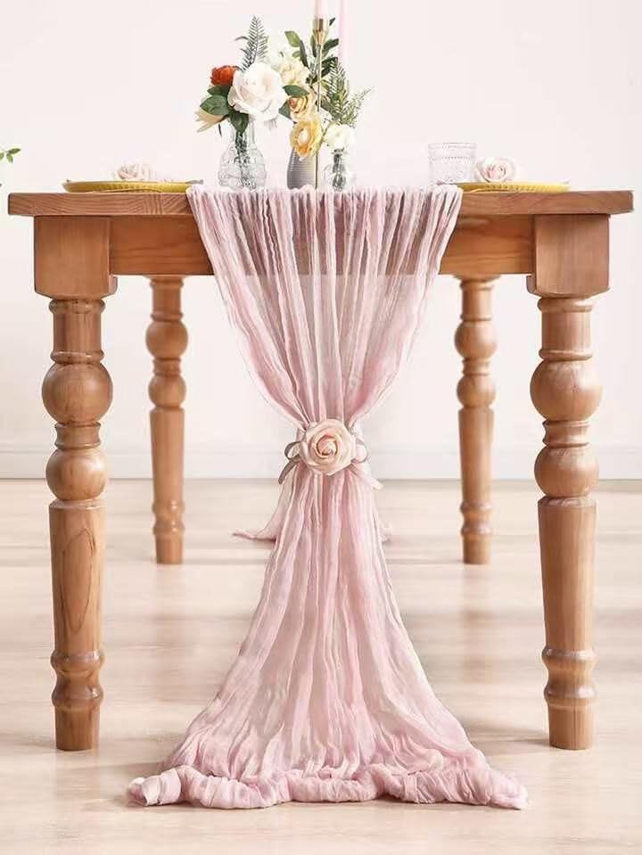 12Pack Light Pink Cheesecloth Table Runner 20x120inch Gauze Table Runners