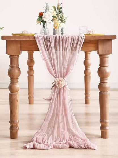 12Pack Light Pink Cheesecloth Table Runner 20x120inch Gauze Table Runners