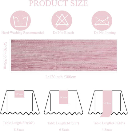 12Pack Light Pink Cheesecloth Table Runner 20x120inch Gauze Table Runners