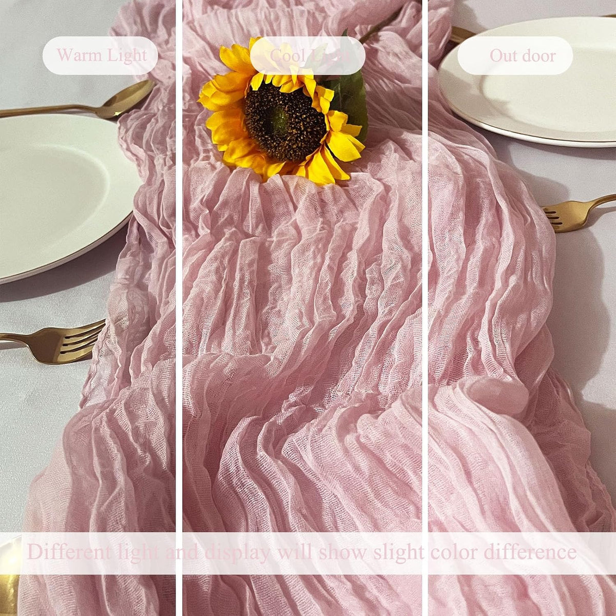 12Pack Light Pink Cheesecloth Table Runner 20x120inch Gauze Table Runners