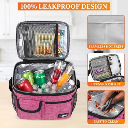 Insulated Lunch Box Adult, 14 Can Leakproof Cooler Bag Kid, Pink
