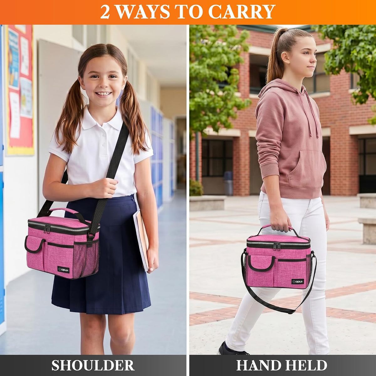 Insulated Lunch Box Adult, 14 Can Leakproof Cooler Bag Kid, Pink