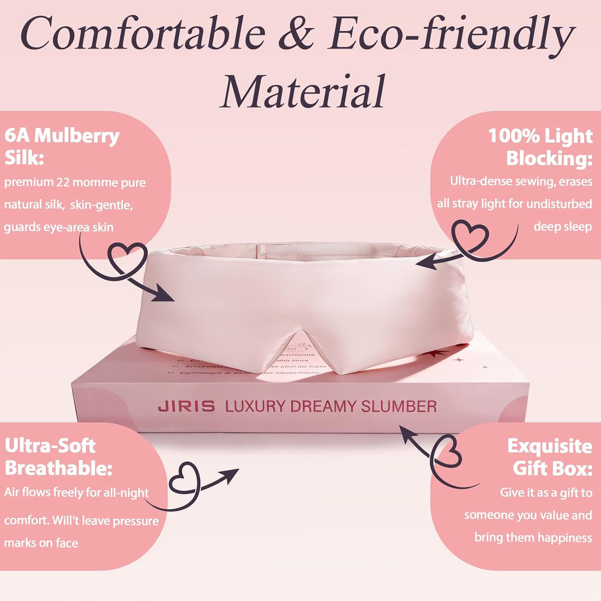 Silk Sleep Mask for Side Sleeper, Eye Mask Sleeping for Women Men