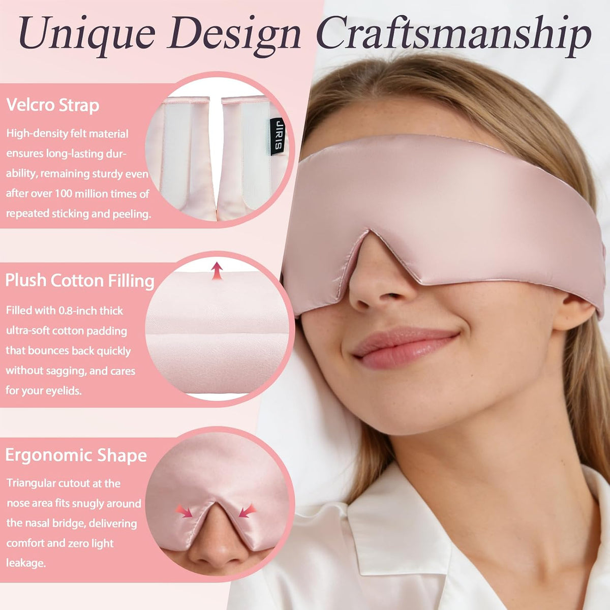 Silk Sleep Mask for Side Sleeper, Eye Mask Sleeping for Women Men