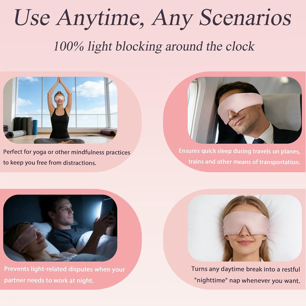 Silk Sleep Mask for Side Sleeper, Eye Mask Sleeping for Women Men