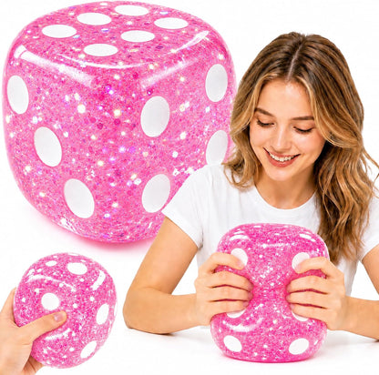 Jumbo Squishy Dice Toy, 4-Inch Soft Squeeze Toy, Stress Cube Fidget Toys