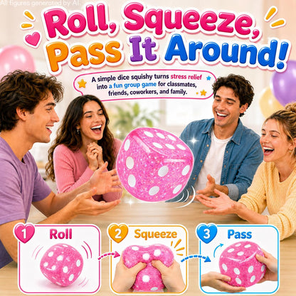 Jumbo Squishy Dice Toy, 4-Inch Soft Squeeze Toy, Stress Cube Fidget Toys