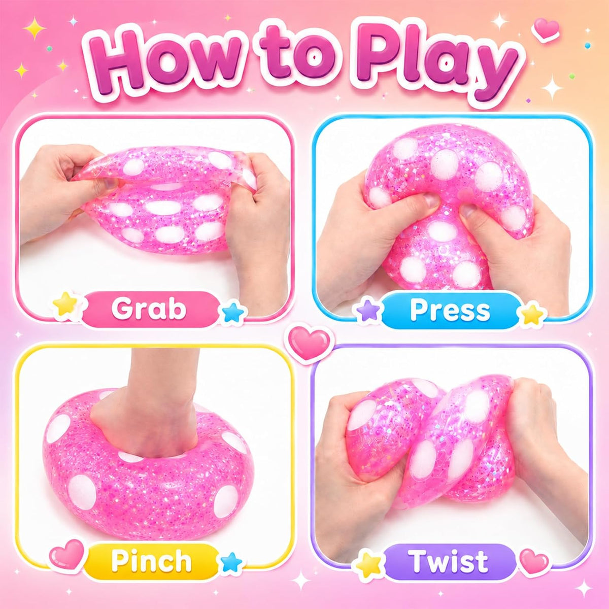 Jumbo Squishy Dice Toy, 4-Inch Soft Squeeze Toy, Stress Cube Fidget Toys