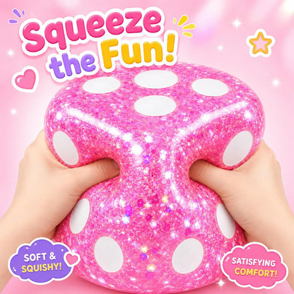 Jumbo Squishy Dice Toy, 4-Inch Soft Squeeze Toy, Stress Cube Fidget Toys