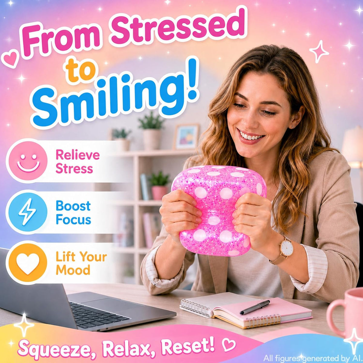 Jumbo Squishy Dice Toy, 4-Inch Soft Squeeze Toy, Stress Cube Fidget Toys
