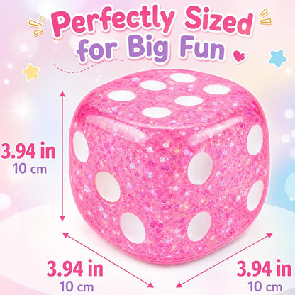 Jumbo Squishy Dice Toy, 4-Inch Soft Squeeze Toy, Stress Cube Fidget Toys