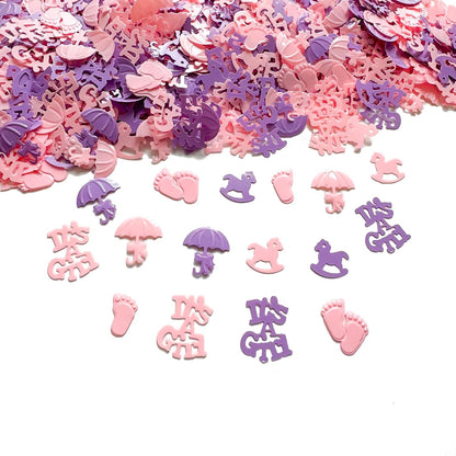 Pink Baby Shower Confetti - 1000PCS Girl Party Decorations for It's a Girl Gender Reveal, 45g Glitter Table Confetti for Baby Girl Birthday, Baby Sprinkle