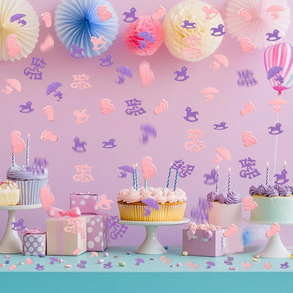 Pink Baby Shower Confetti - 1000PCS Girl Party Decorations for It's a Girl Gender Reveal, 45g Glitter Table Confetti for Baby Girl Birthday, Baby Sprinkle