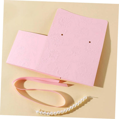 SOESFOUFU Wrapping Boxes Set 2Pcs Small Pink Embossed Flower Pattern Paper Boxes with Pearl Chain for Wedding Party Candy Present Storage and Decorative Use