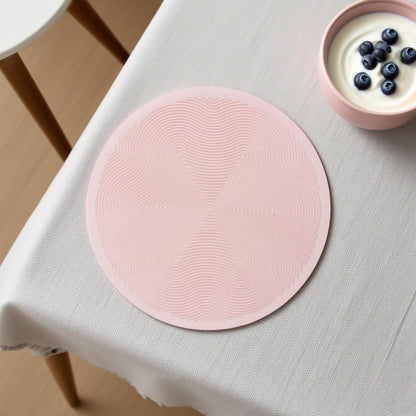 Silicone Hot Pot Holder Mats 8in (4-PCS) - Heat Resistant Countertop Protector with Non-Slip Geometric Pattern, Easy Clean Kitchen Trivet for Dining Table, Stove Top, Counter Safe Small Pink
