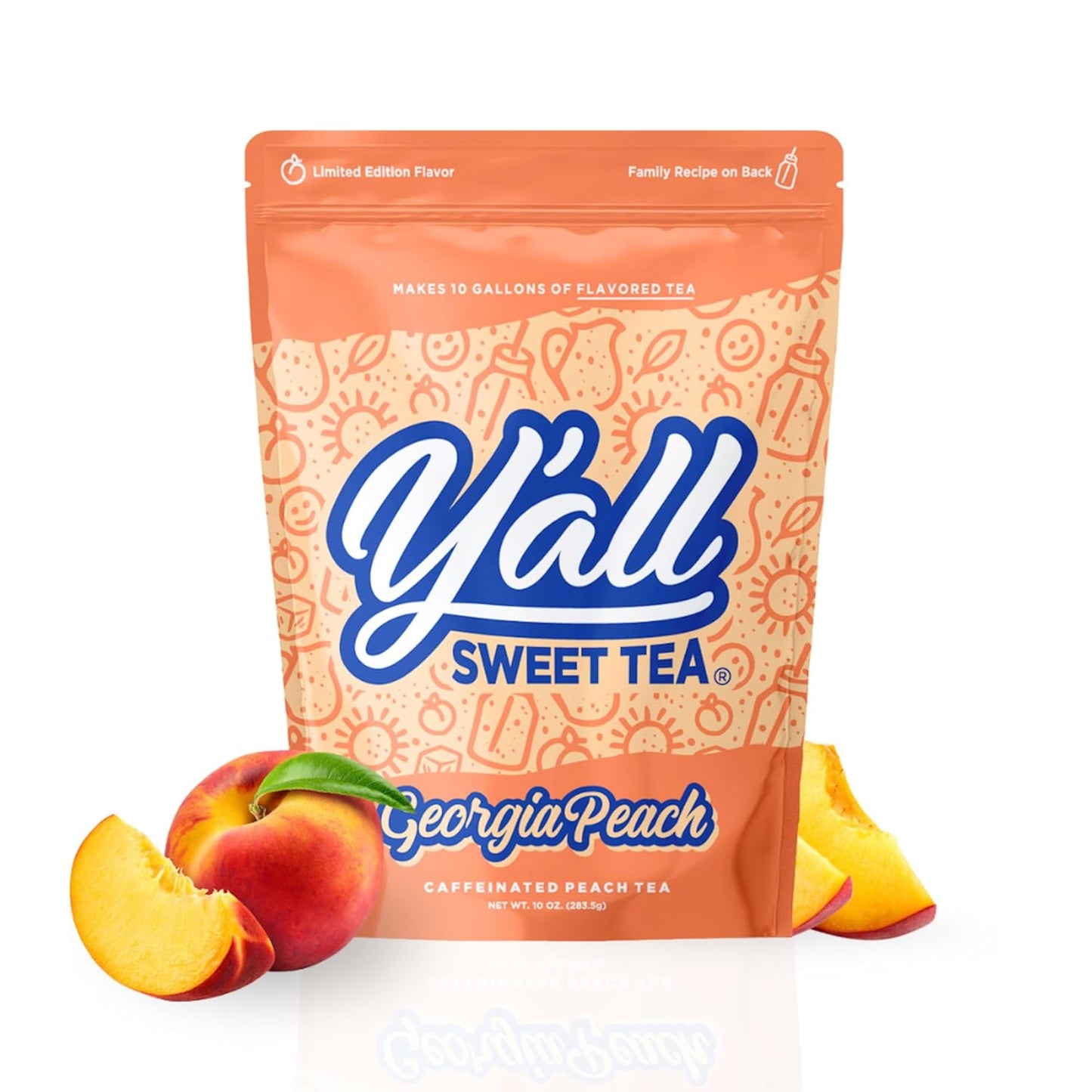 Peach Flavored Iced Tea Bags One Gallon Size in 10 Gallons Per Pack Quick Brew Southern Ice Tea with Sweet Georgia Peach Flavor | As Seen on Shark Tank (Caffeinated)
