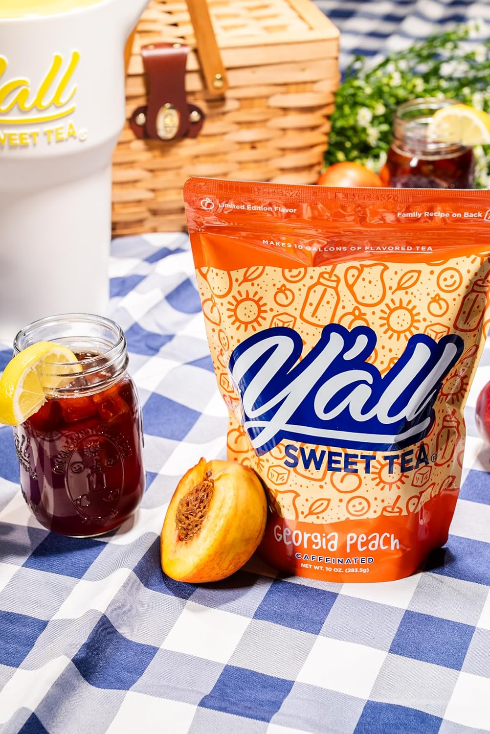 Peach Flavored Iced Tea Bags One Gallon Size in 10 Gallons Per Pack Quick Brew Southern Ice Tea with Sweet Georgia Peach Flavor | As Seen on Shark Tank (Caffeinated)