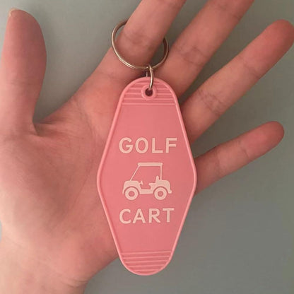 Golf Cart Keychain Plastic Retro Motel Golf Cart Key Chain for Women Men