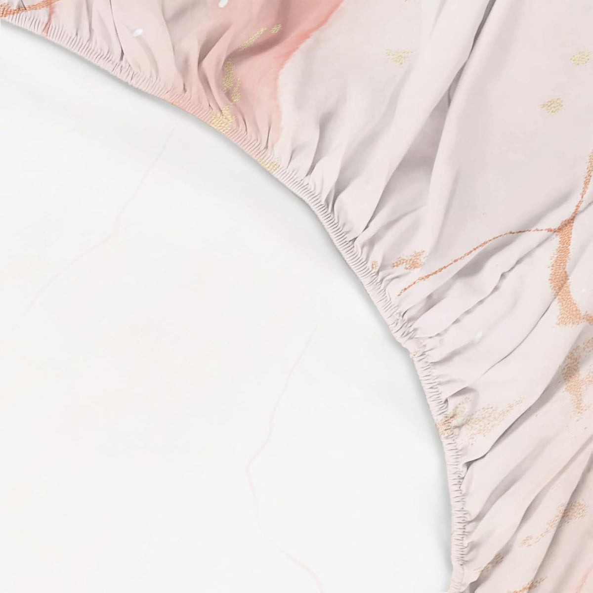 Fitted Sheet Super Soft Microfiber Bed Sheet Twin Size 3PC, Simple Rose Marble Bedding Sheet Set, 16 Inches Deep Fitted Sheet Sets for Kids Boys Girls Women Bedroom Decor Pink Peach