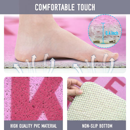 Square Shower Mat, 24 x 24 Inch Non Slip Get Naked Shower Stall Mat, Quick-Dry PVC Loofah Bath Mat for Shower Tub Bathroom