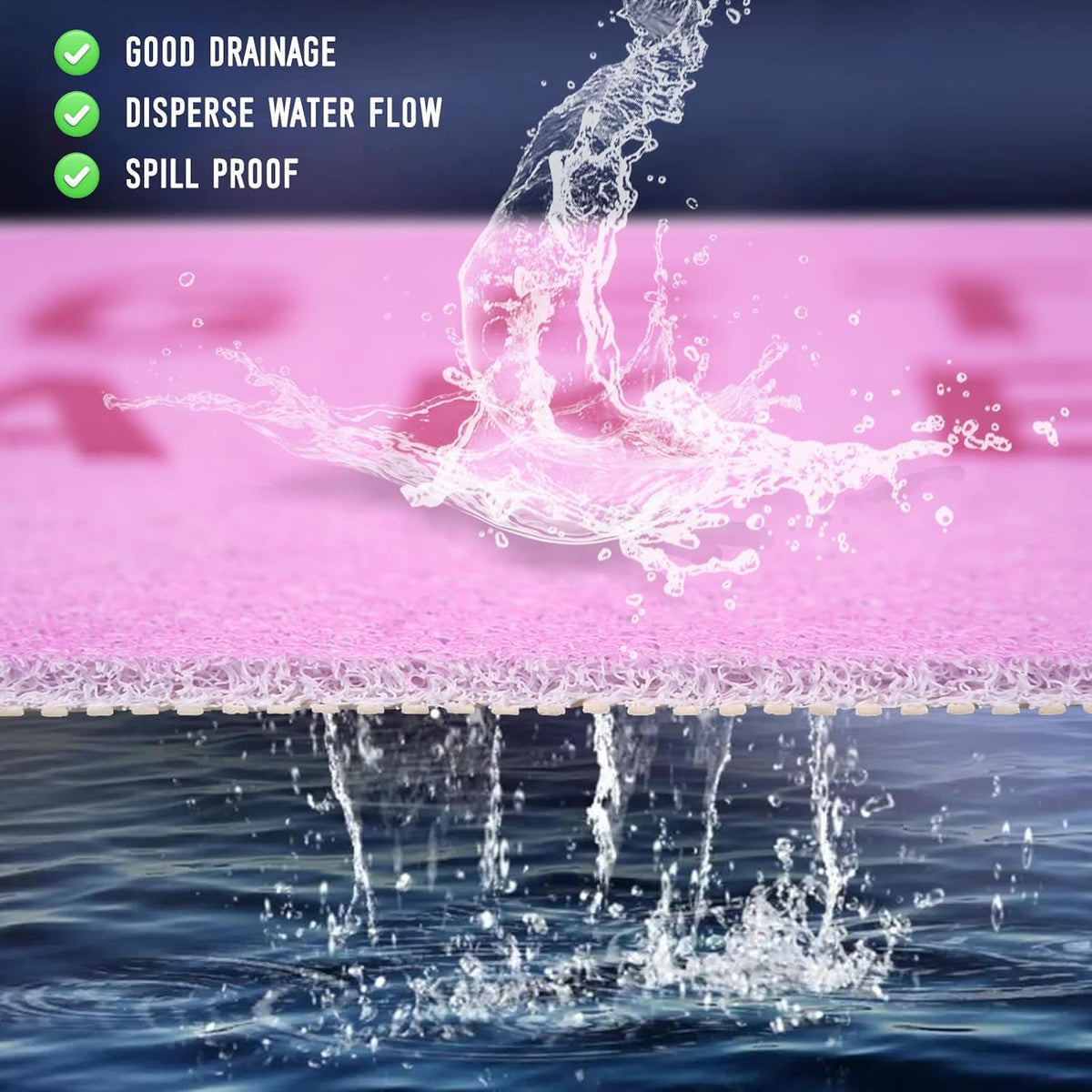 Square Shower Mat, 24 x 24 Inch Non Slip Get Naked Shower Stall Mat, Quick-Dry PVC Loofah Bath Mat for Shower Tub Bathroom