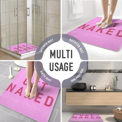 Square Shower Mat, 24 x 24 Inch Non Slip Get Naked Shower Stall Mat, Quick-Dry PVC Loofah Bath Mat for Shower Tub Bathroom