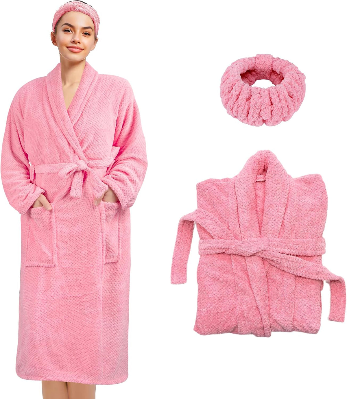 Womens Robe Premium Microfiber Bathrobe Full Length,Fluffy Cozy Warm Bathrobes
