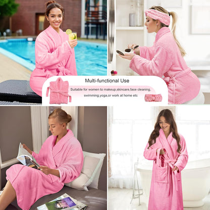 Womens Robe Premium Microfiber Bathrobe Full Length,Fluffy Cozy Warm Bathrobes