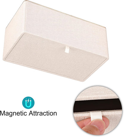 Rectangular Linen Tissue Box Cover - Stylish Tissue Box Holder with Magnetic Bottom, Decorative Tissue Box for Bathroom Toilet Vanity Night Stand Table Countertop Office, Beige Linen Texture