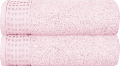 100% Cotton 2 Pack Oversized Bath Towel Set 28x55 Inches, Ultra Soft Highly Absorbant Compact Quickdry & Lightweight Large Bath Towels, Ideal for Gym Travel Camp Pool - Pink