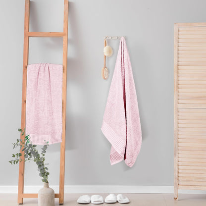 100% Cotton 2 Pack Oversized Bath Towel Set 28x55 Inches, Ultra Soft Highly Absorbant Compact Quickdry & Lightweight Large Bath Towels, Ideal for Gym Travel Camp Pool - Pink