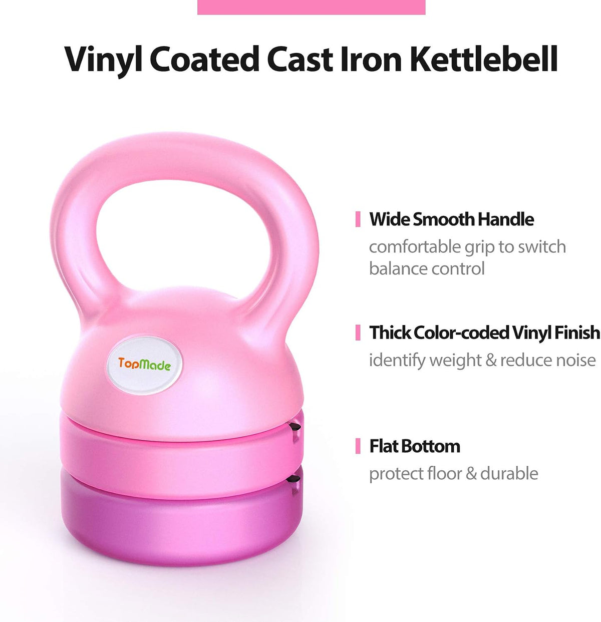 TopMade Adjustable Kettlebell Weights Set Cast Iron Exercise Fitness Kettle Ball Grip 5, 8, 9,12lb Free Weight Men Women Kettlebells for Home Gym Workout Ballistic, Core,Strength Training