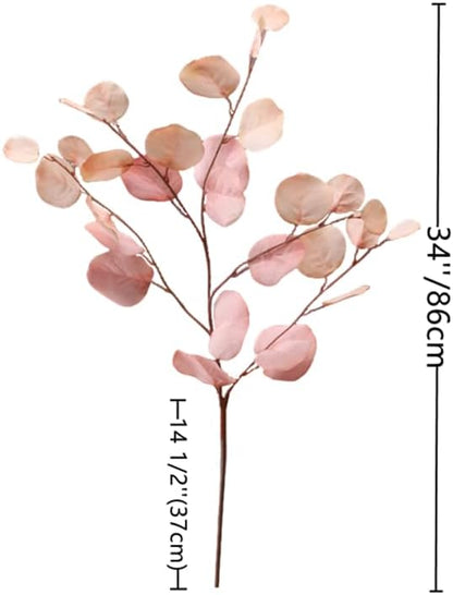 4 Pcs Fall Flowers Artificial for Decoration 34'' Faux Eucalyptus Stems Leaves Long Stem Eucalyptus Branches Fake Eucalyptus Silk Fall Leaves for Home Wedding Festival Party Decor (Pink)