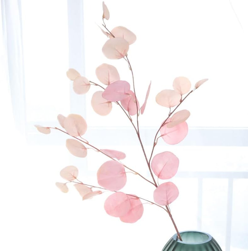 4 Pcs Fall Flowers Artificial for Decoration 34'' Faux Eucalyptus Stems Leaves Long Stem Eucalyptus Branches Fake Eucalyptus Silk Fall Leaves for Home Wedding Festival Party Decor (Pink)