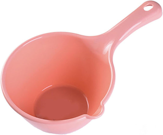 Plastic Water Ladle, Large Capacity Bath Scoop for Kids Lightweight Water Dipper for Bathing Hair Washing Watering Flowers Multipurpose Bathroom Kitchen Scoop with Hanging Hole (Small Pink)