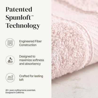 Spun Loft 6 Piece Bath Towel Set – 2 Bath Towels, 2 Hand Towels & 2 Washcloths – 100% Cotton, 600 GSM, Plush, Soft & Absorbent (Blush)