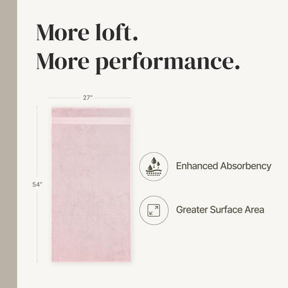 Spun Loft 6 Piece Bath Towel Set – 2 Bath Towels, 2 Hand Towels & 2 Washcloths – 100% Cotton, 600 GSM, Plush, Soft & Absorbent (Blush)